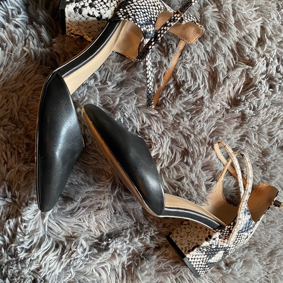 Aldo black and snake print block heels